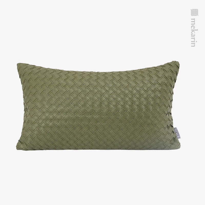 Geometric light green hand-woven model room waist pillow car pillow bedroom pillow