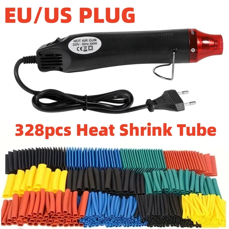 300W Hot Air Heat Gun 328pcs Heat Shrink Tube With Hot Air Guns Kit EU US 110V 220V Heat Shrink Tubing Kit 2:1