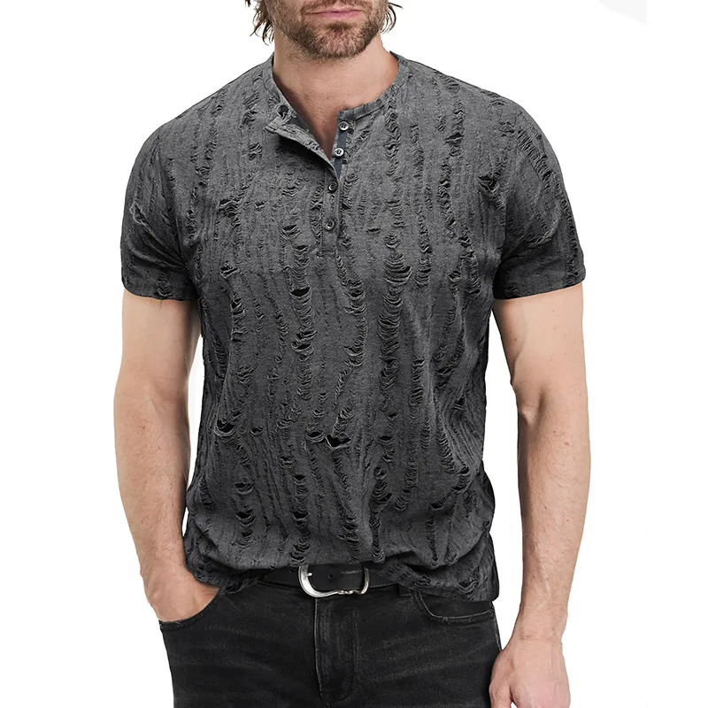 

Y2K Summer New In Tops & Tees Fashion Man Clothing Sale Oversize Henry Collar Tshirts Hip Hop Short Sleeve Retro Haikyuu T Shirt