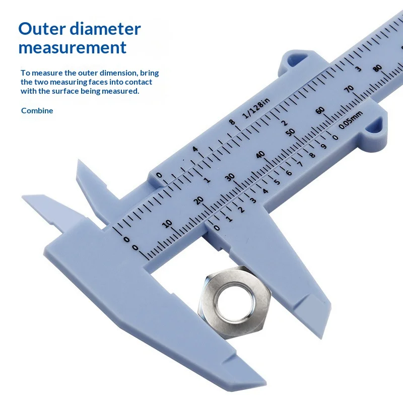 0-150mm Plastic Vernier Caliper Double Scale mm Inch High Toughness Sliding Ruler for Student School Home DIY Bead Measurement
