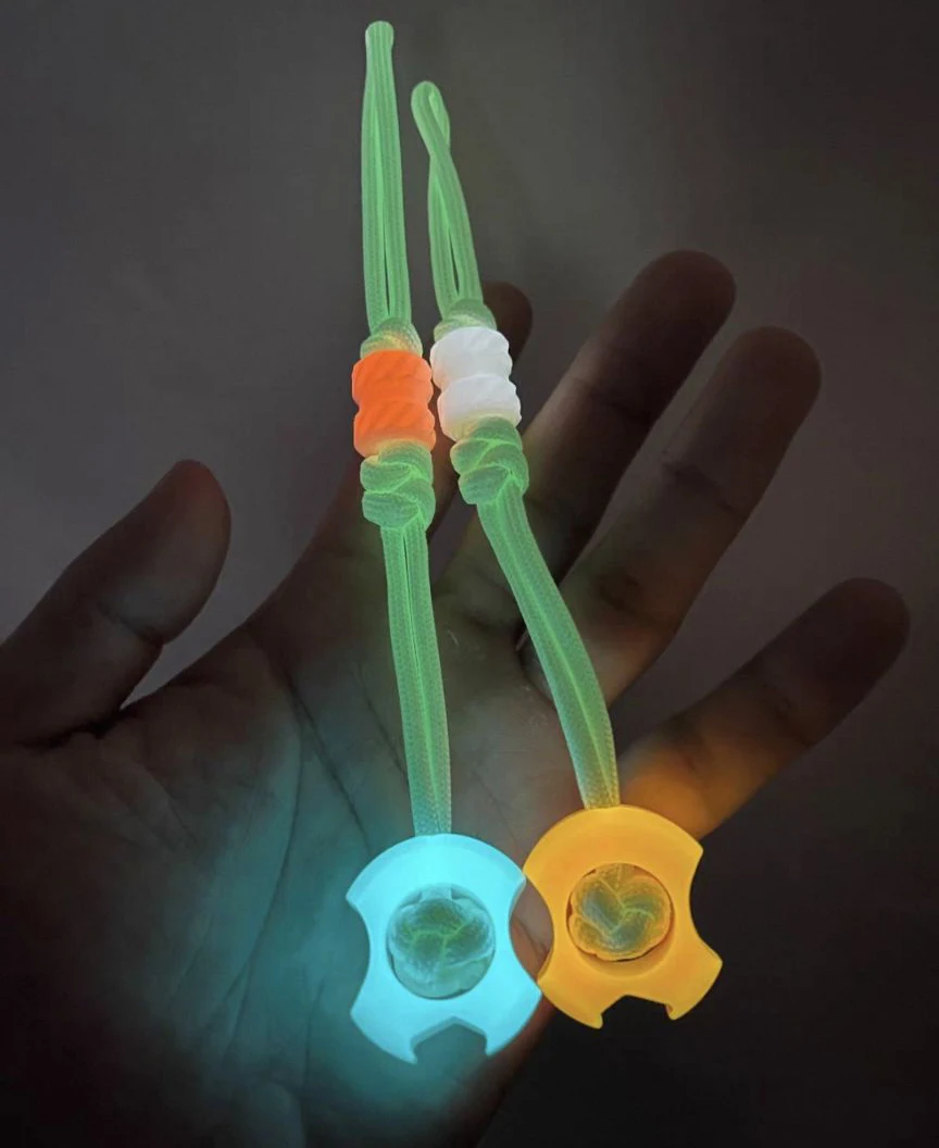 Handmade Glow-in-the-dark EDC Paracord Lanyard Bead Pendant Glowing Lanyard Charm