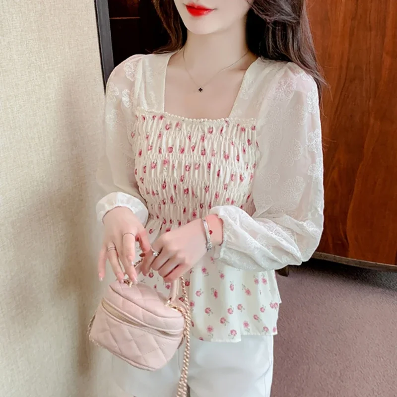 Autumn Long Sleeve Chiffon Blouses Women 2024 Elelgant Fashion Korean Clothing Blusas Mujer Vintage Ladies Corset Tops Shirts