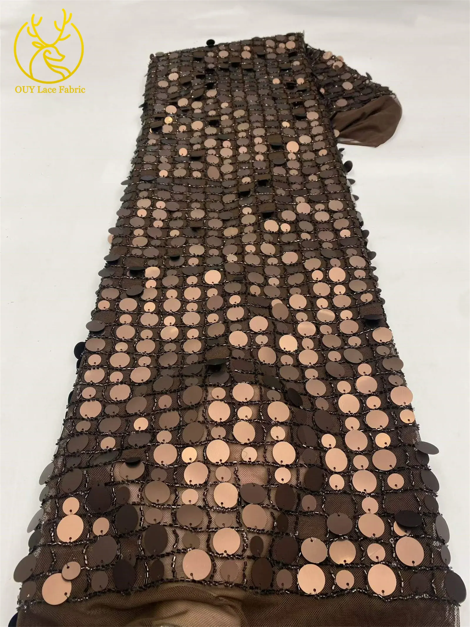 5 Yards Afrikanischer Pailletten-Spitzenstoff Weinrot Französischer Perlen-Tüll-Spitzenstoff Nigerianischer Netzspitzenstoff für Abendkleider – Detail 14