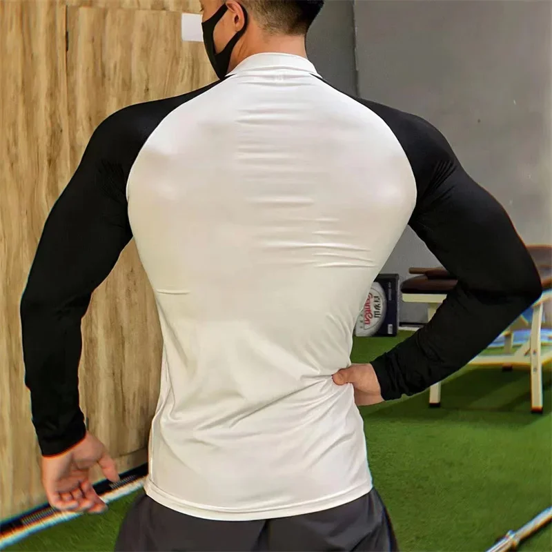 Frühling herbst hohe qualität kompresse Enge sport T-shirt schnell trocknend elastizität langarm T-shirt männer laufen fitness tops – Detail 7