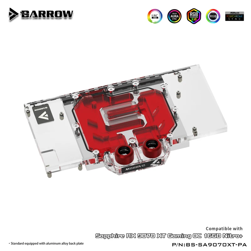 GPU Water Block For SAPPHIRE RX 9070 XT Gaming OC 16GB Nitro+,BS-SA9070XT-PA,5V ARGB Black or White Backplate