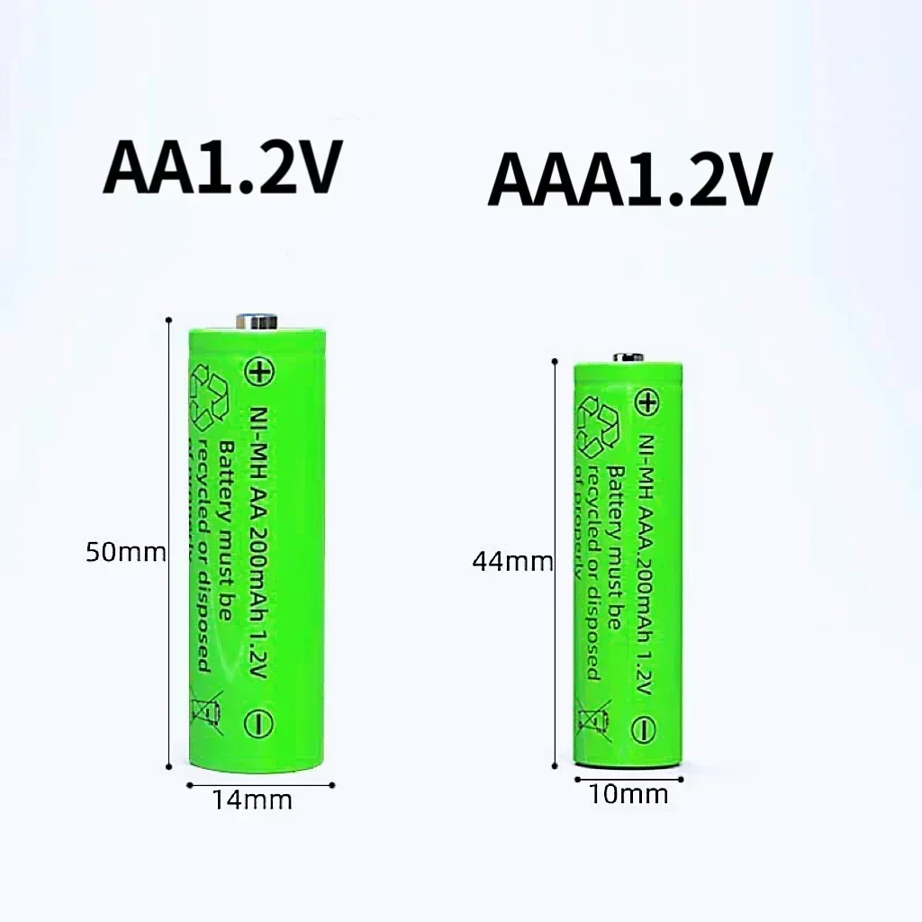 Bateria recarregável 1.2V NiMH AA/AAA 200mah RC medidor de brinquedo LED bateria de luz solar