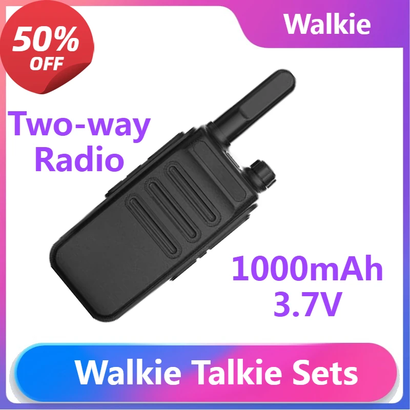 

2PCS Ultra-thin Mini Walkie Talkie Profesional Portable Anti-interference Two-way Radio for Camping Cafe