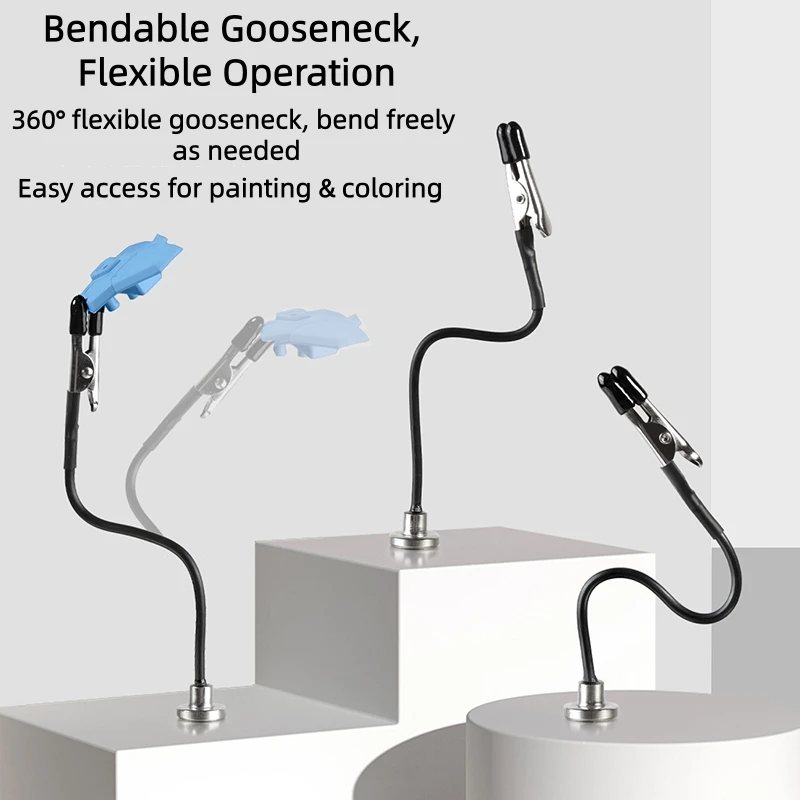 12 Stück Magnetische Modell-Malerei-Halter-Clips 360° Biegsamer Schwanenhals-Krokodilklemme mit Optionaler Metall-Aufbewahrungsbox – Detail 1