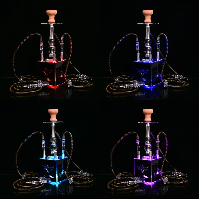 Arab shisha bar with lights four-tube acrylic square hookah lights