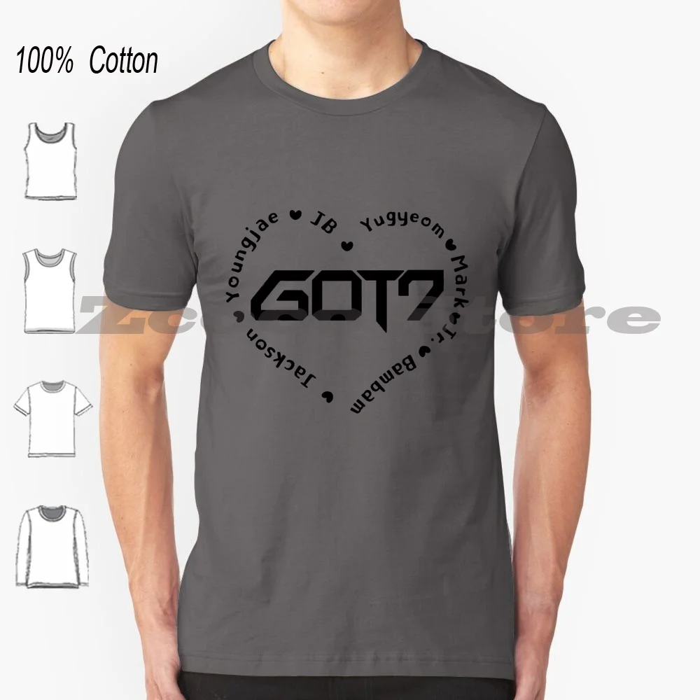 

Got7 Heart 100% Cotton Men And Women Soft Fashion T-Shirt Got7 Yugyeom Youngjae Mark Mark Tuan Jb Jr Boyband Kpop K Pop Korean