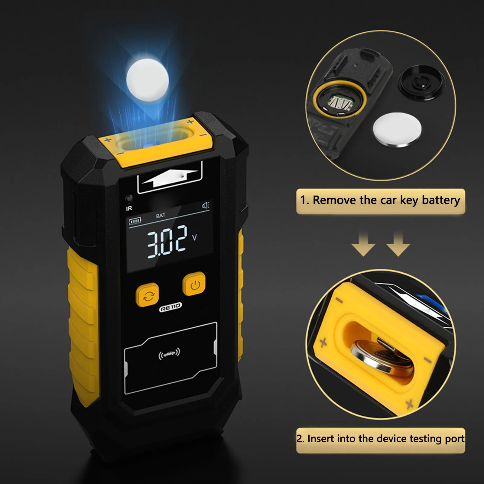 Remote Key Tester 433MHz 868MHz 902MHz Car Key Frequency Detection Button Battery Tester Remote Infrared Signal Tester