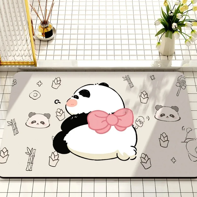 Cartoon Panda Grass Pattern Door Front Mat Decoration Home Bathroom Floor Mat