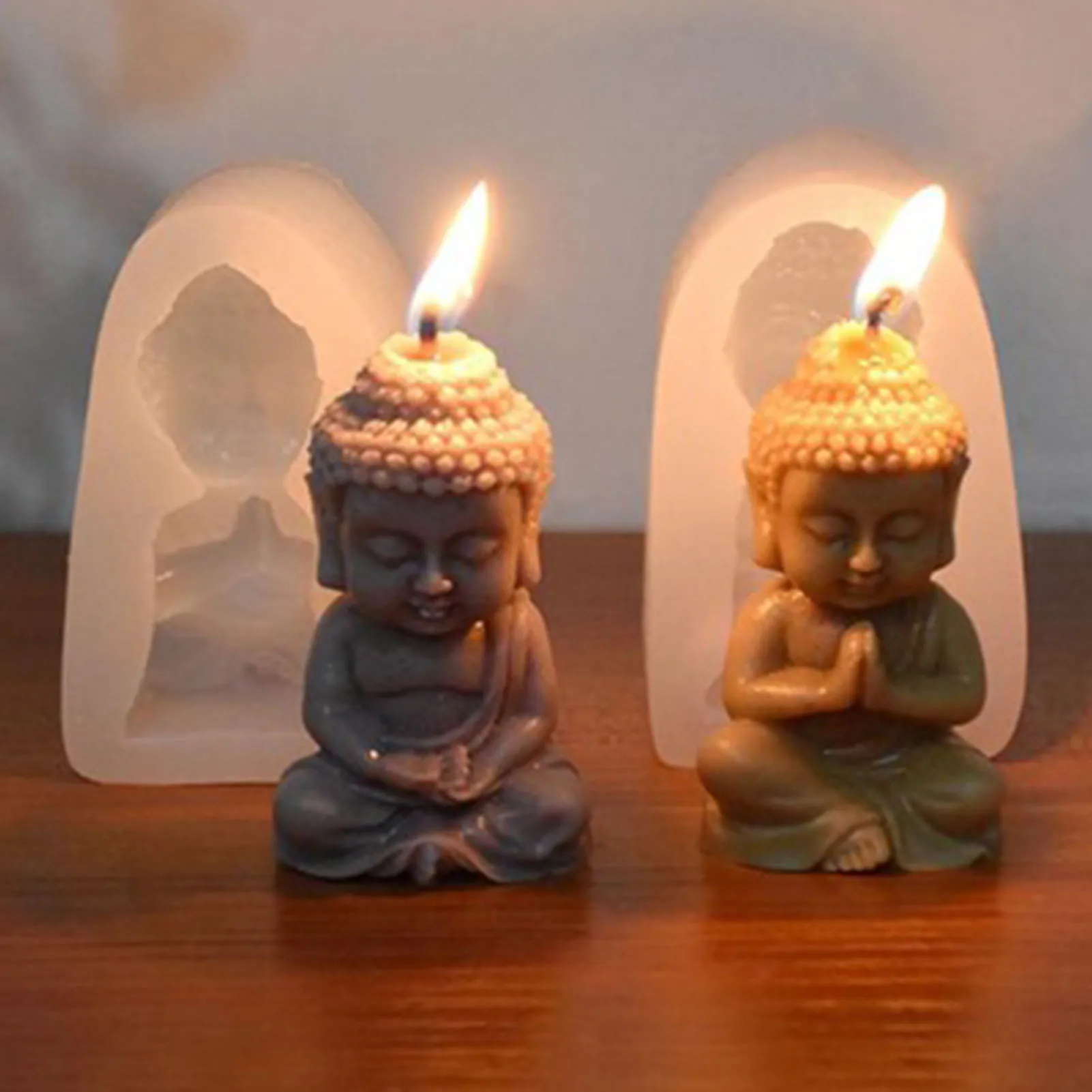 3D Buddha Silicone Candle Mold Easy to Clean Flexible DIY Handmade Ornaments Suitable for Home Decoration