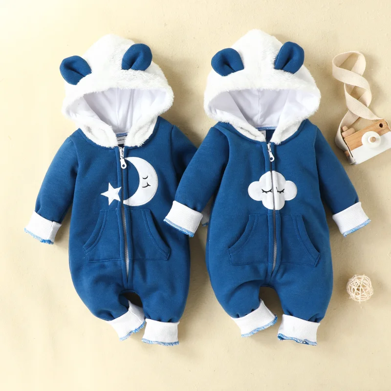 

Winter Baby Clothing Cute Hooded Rompers Baby Boys Girls Thick Warm Romper Autumn Unisex Infant Jumpsuits Spring Clothes 0-18M