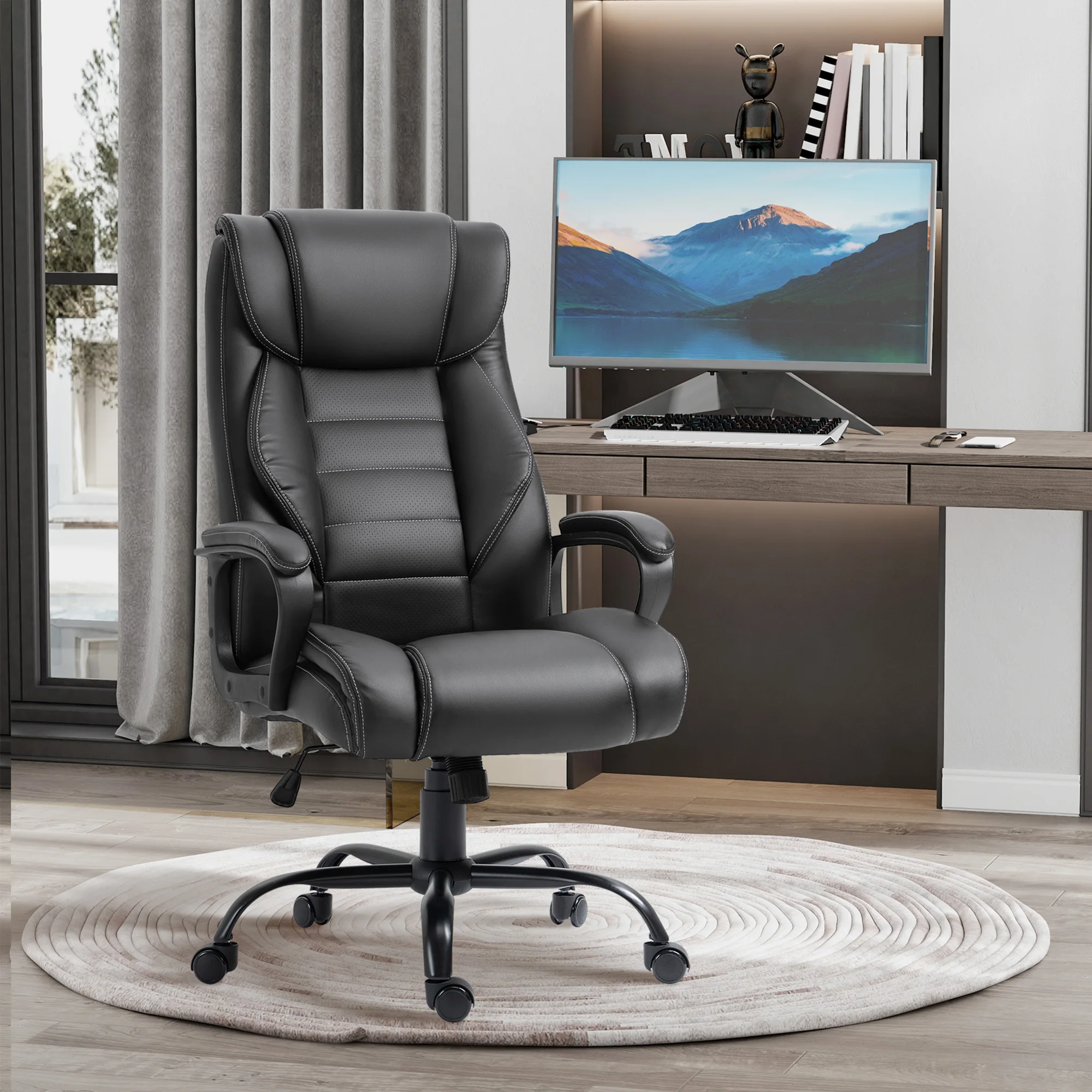 Vinsetto Ergonomic Massage Office Chair with 6-Point Vibration, Adjustable Height, Swivel Seat and Rocking Function, Black