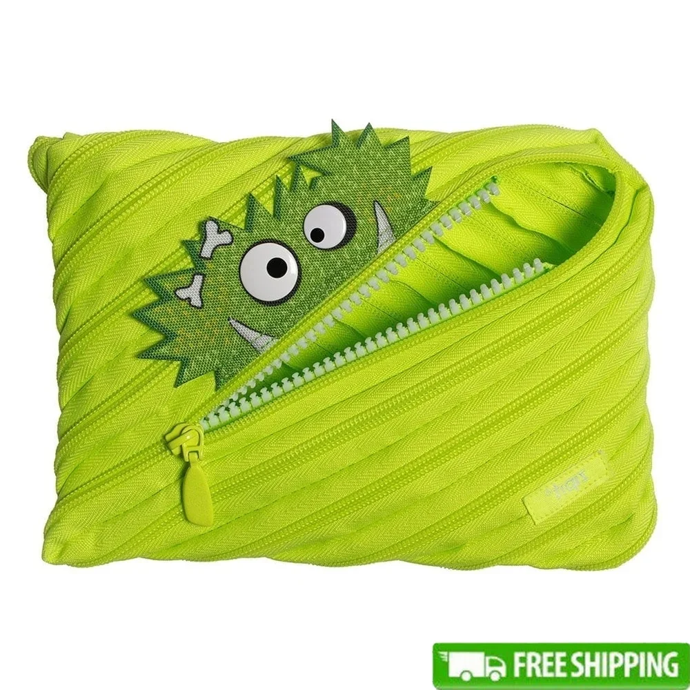 مقلمة مونستر جامبو ذات سعة كبيرة تحمل 60 قلمًا وسحاب طويلًا وحقيبة مكياج من البوليستر المتين ومنظم اللوازم المدرسية