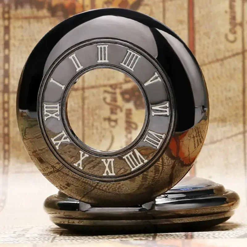 Classic Smooth Case Men Women Hand-winding Mechanical Pocket Watch Roman Numerals Display Clock Pendant Chain Relgio de bolso
