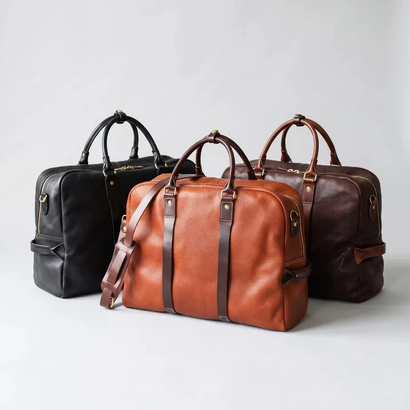 Vintage Full-grain Vegetable Tanned Leather Large-capacity Business Travel Portable Messenger Shoulder Bag