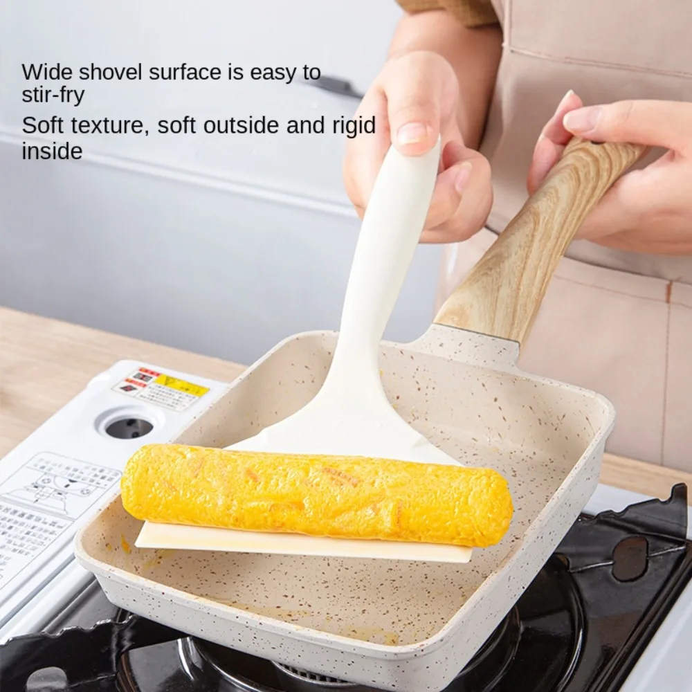 Espátula de silicona Tamagoyaki para tortilla japonesa, pala antiadherente para tortitas anchas, resistente al calor, para huevo, pescado, hamburguesas, Pizza