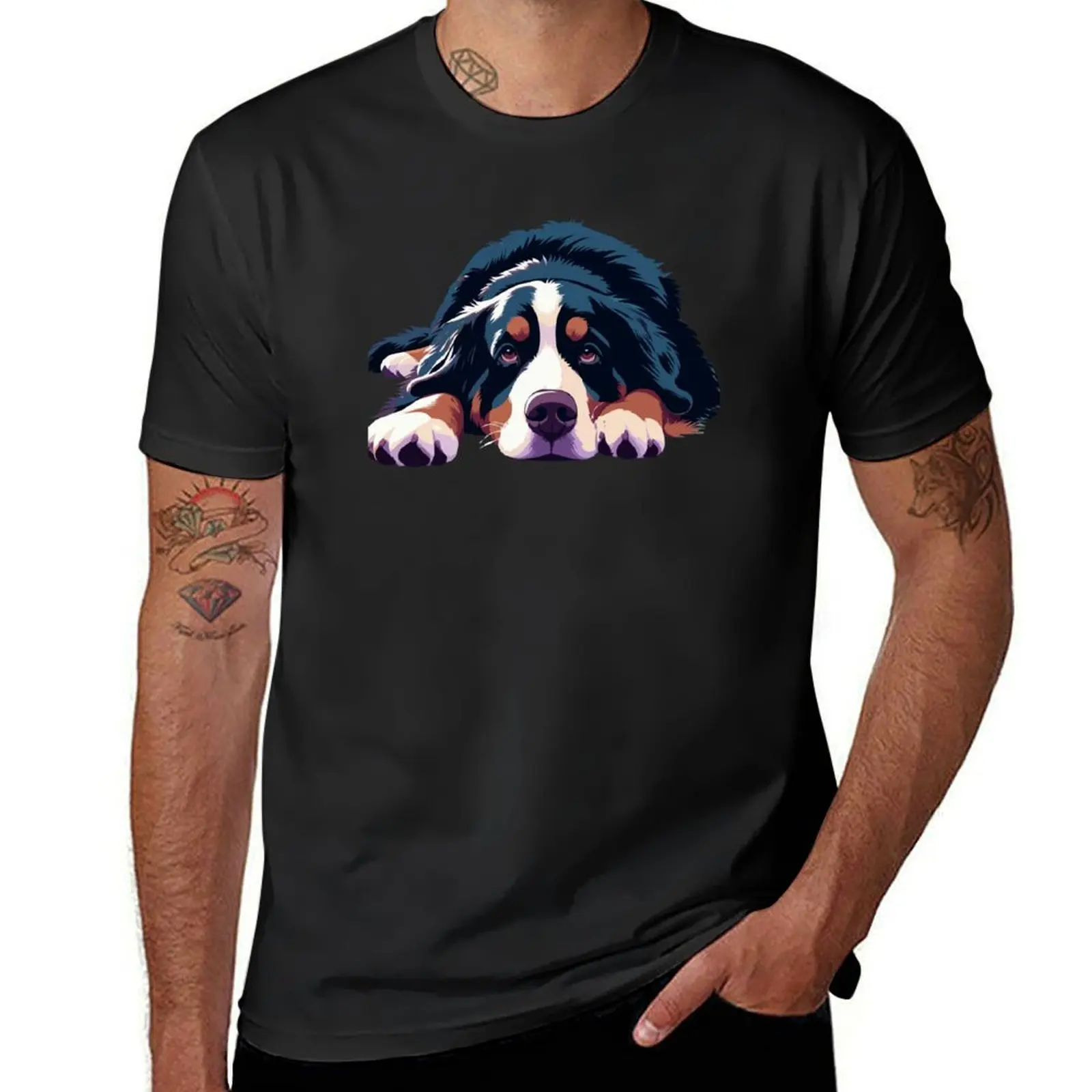 Lazy Bernese mountain dog T-Shirt plus sizes sweat mens workout shirts