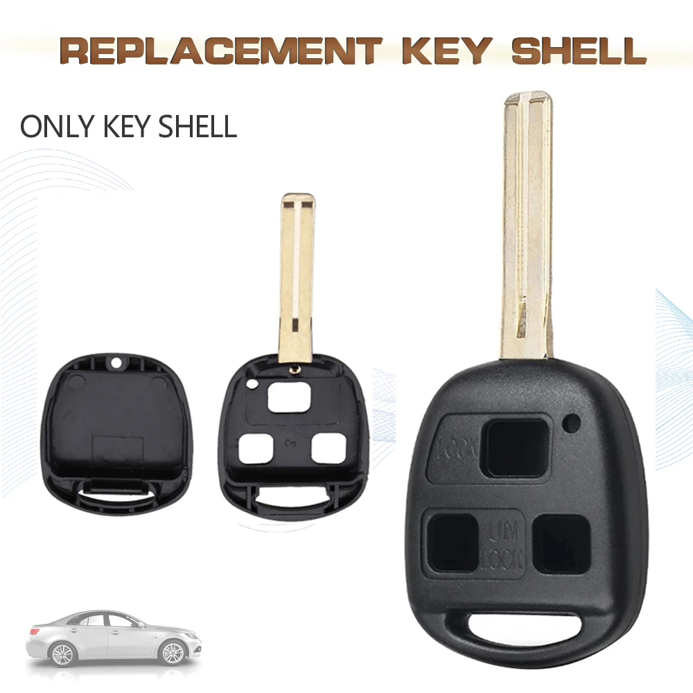 KEYECU Replacement Remote Car Key Shell Case Fob 3 Button for 2004 2005 2006 Lexus RX330 RX350 RX400h RX450h HYQ12BBT