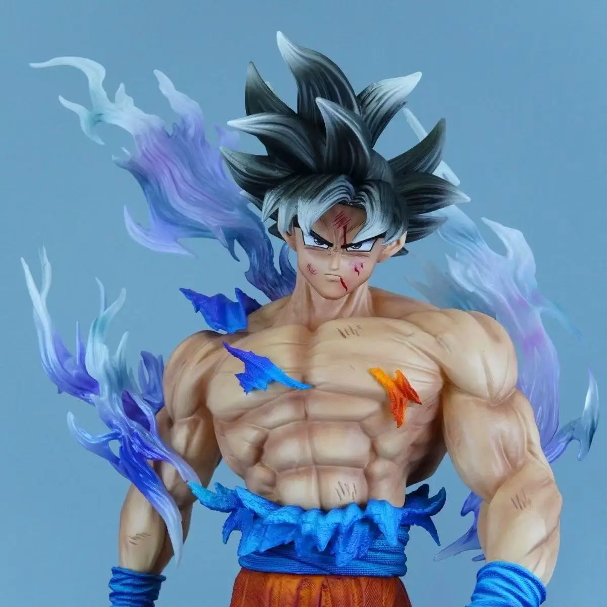 Dragon Ball Super Ultra Instinct Son Goku Figure 21cm 1/8 Scale GK Statue Battle Damage Goku With Special Effects Base Anime Fig view 6
