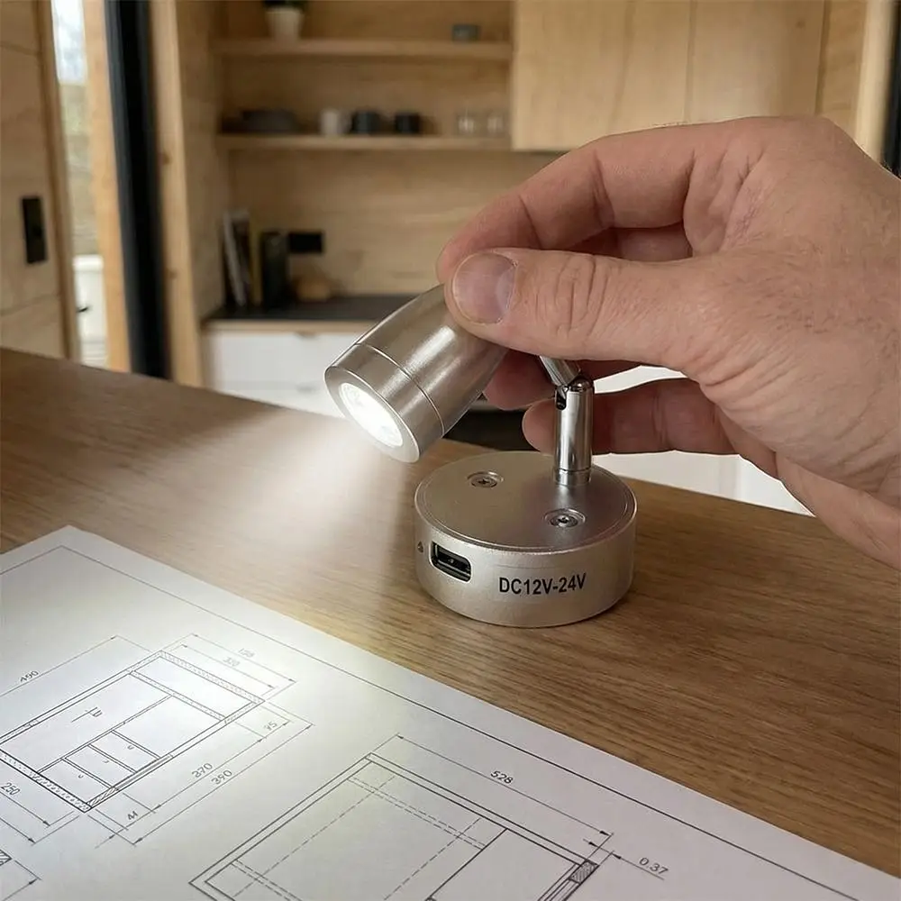 

Светодиодная лампа для чтения с питанием от USB, настенный светильник 3 Вт, точечный светильник LED 12-24 В, внутреннее освещение для автодомов, прикроватное освещение