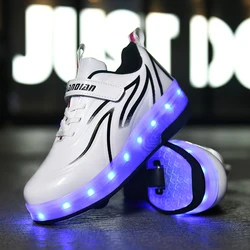 LED Light Roller Skates for Boys and Girls USB Charging Skateboard Shoes Children's Roller Skates Outdoor Sports Shoes