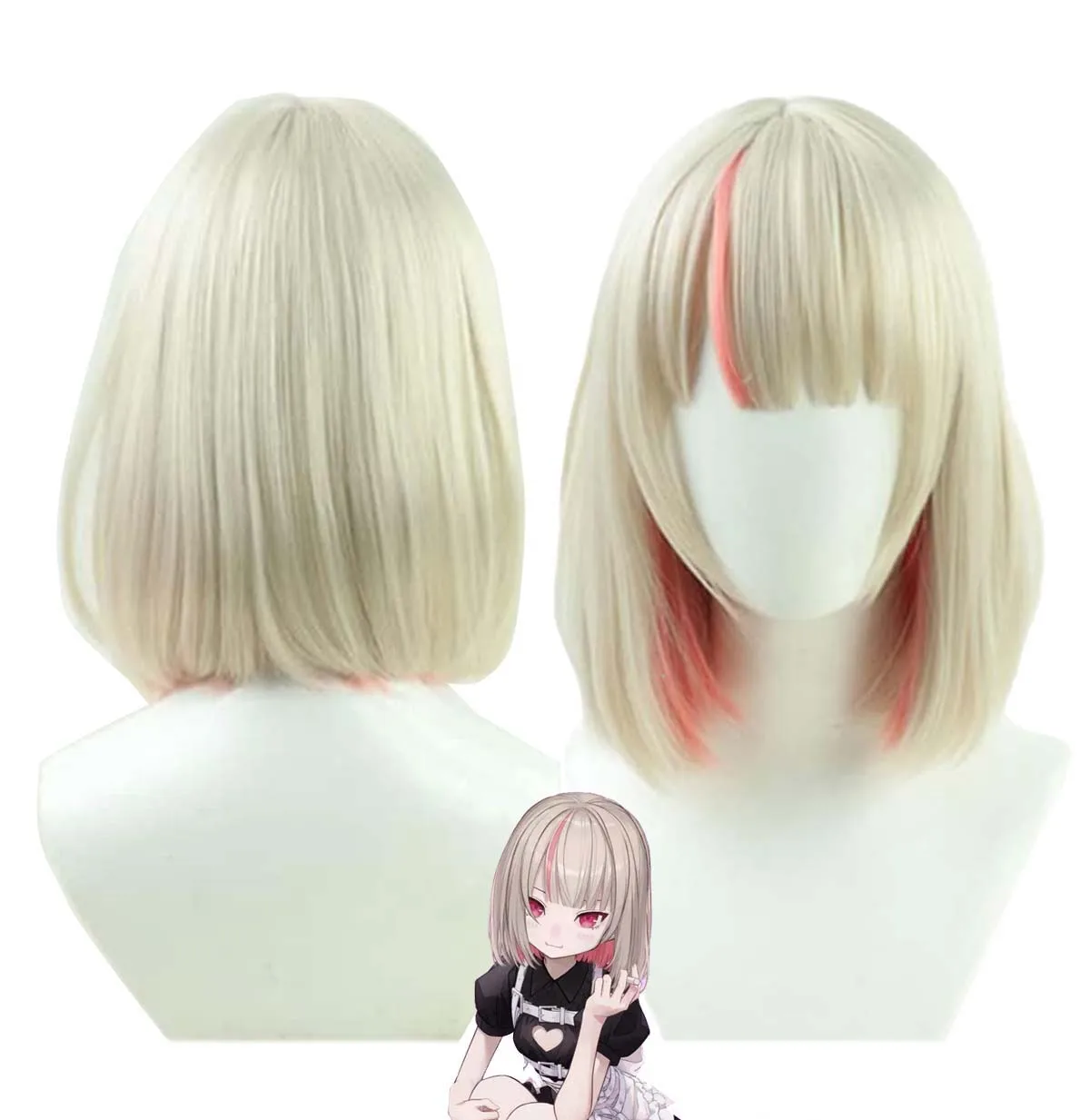 Women Costume Props Makaino Ririm Cosplay Gold Pink Gradient Heat Resistant Hair Wig
