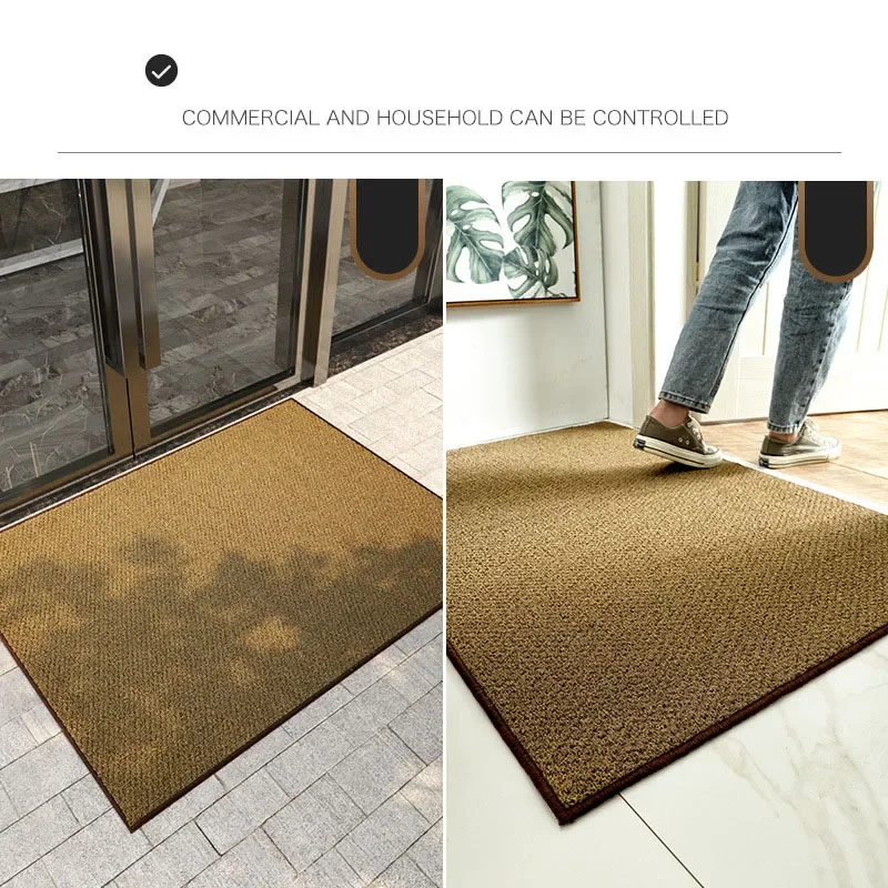 Home Hotel Polyester Entrance Carpet Anti-Slip Floor Mat for Indoor and Outdoor Sand and Mud Scraping Wear-Resistant Foot Pad