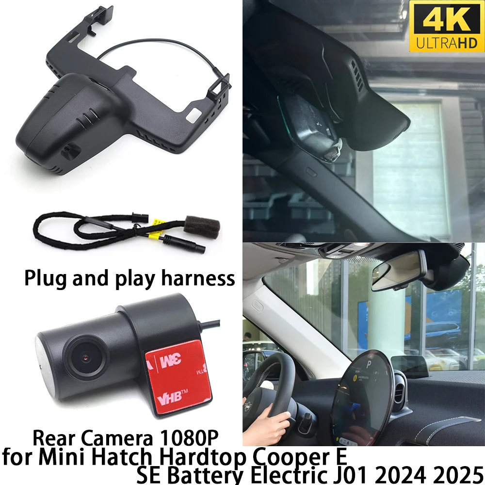 for Mini Hatch Hardtop Cooper E SE Battery Electric J01 DVR Dash Cam OEM Front Rear Camera Video Recorder Night Vision 4K 256GB