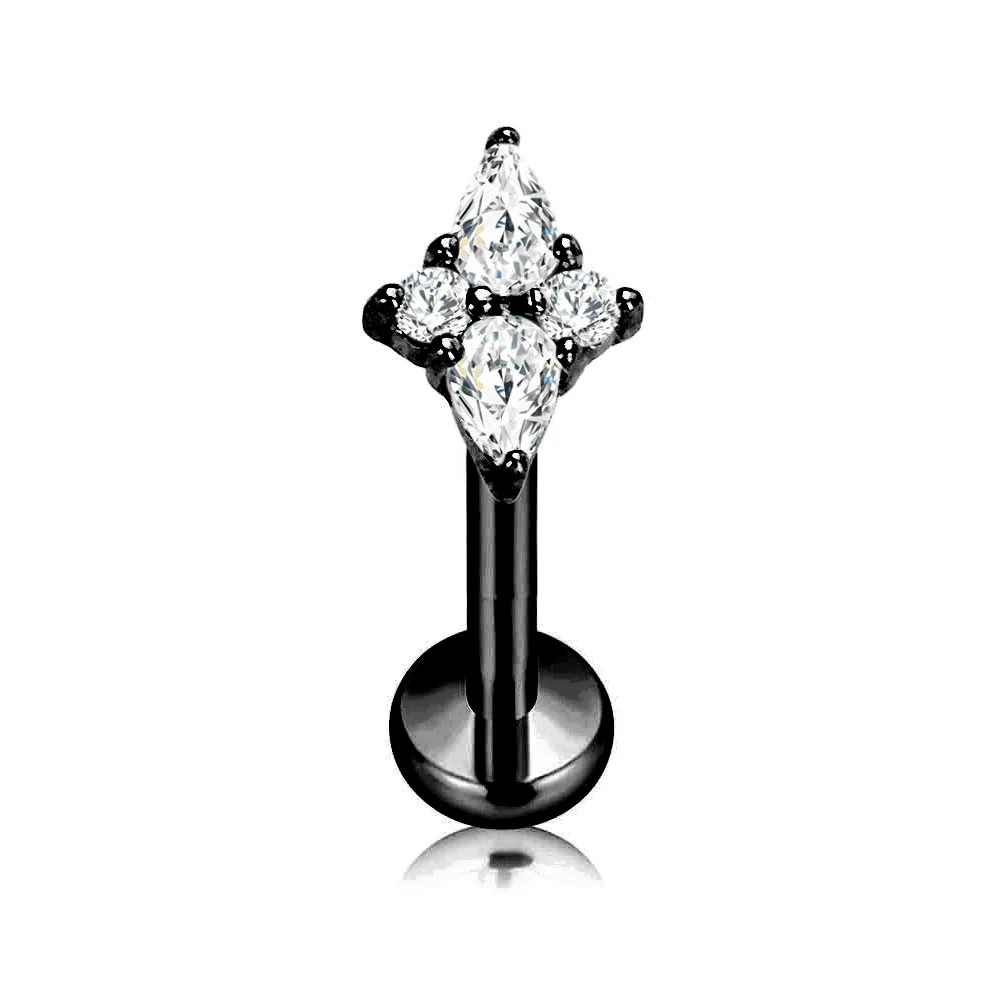 G23 Titanium Star Teardrop Threadless Piercing Earring Pin