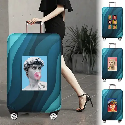여행용 두꺼운 탄성 수하물 커버, 여행 가방 보호 커버, 수하물 케이스 커버, 재미있는 시리즈 인쇄, 18-28 인치