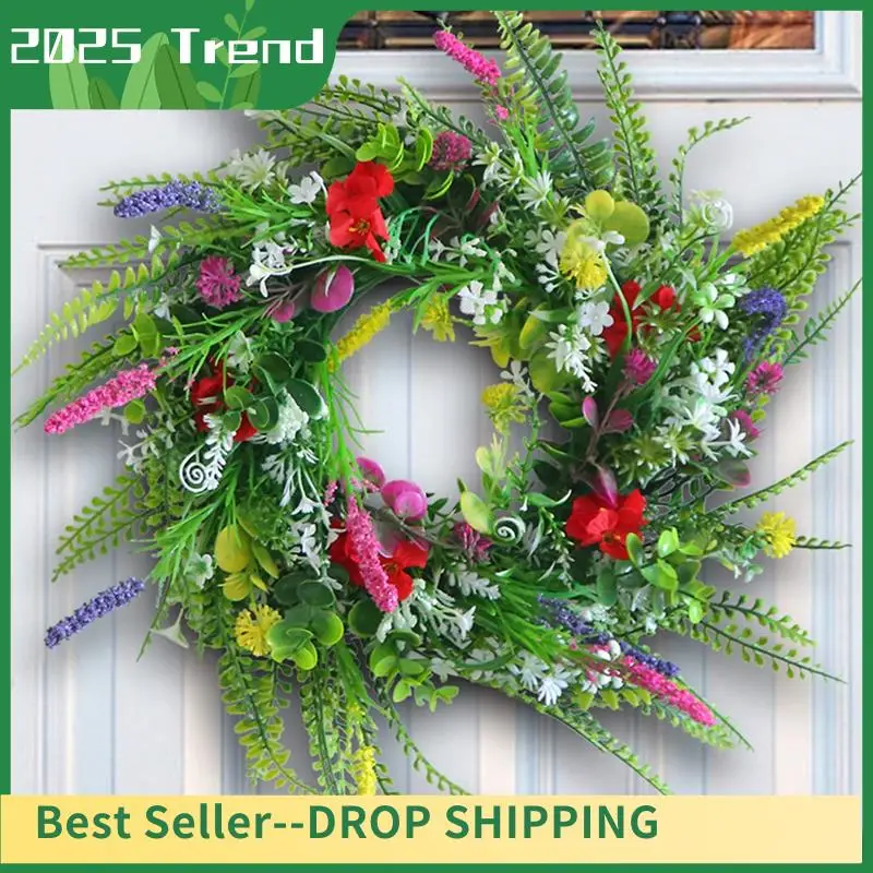 

AD33 HOT Artificial Wreath Wall Hanging Spring Artificial Flower Vine Ring Plant Eternal Flower Door Hanging Decoration