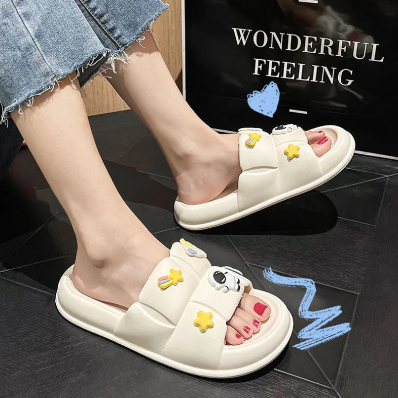 Home Slipper Cloud Woman Cute Summer Sandal Flip Flops Beach Non Slip Soft Sole Flat House Shoes Ladies Cartoon Female Slide