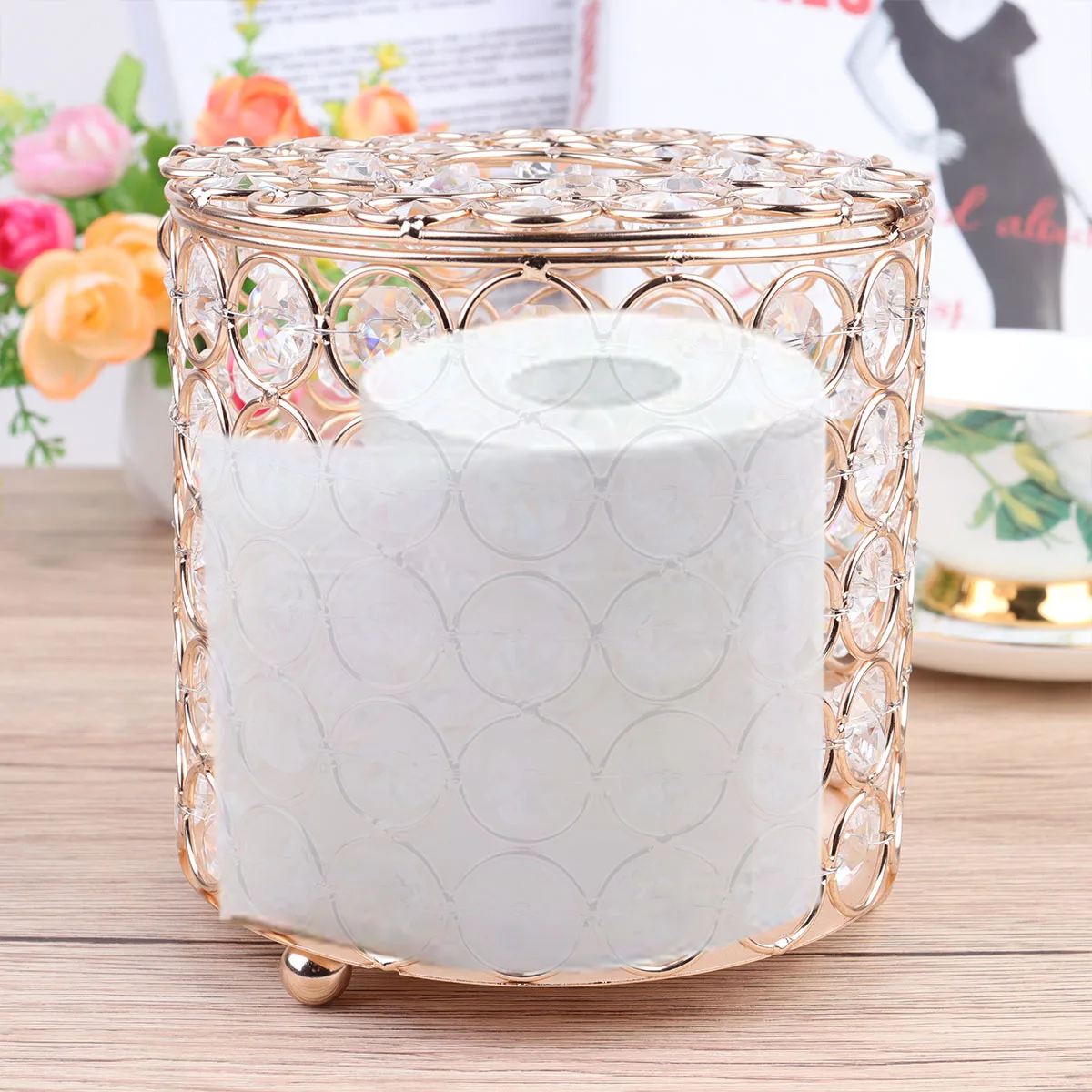 

Cylinder Alloy Tissue Holder Modern Design Napkin Case for Home Hotel Car Bathroom Vanity Clean and Dry Decor Pearl Tissue Box