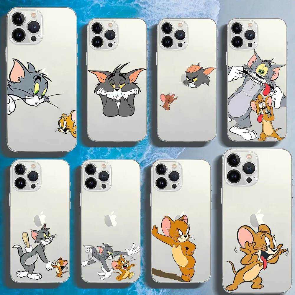 Movie Funny T-Tom And J-jerry Phone Case For Iphone 16 15 11 13 14 Pro Max 7 8 Plus X Xr Xs Max Se2020 12mini Transparent Cover