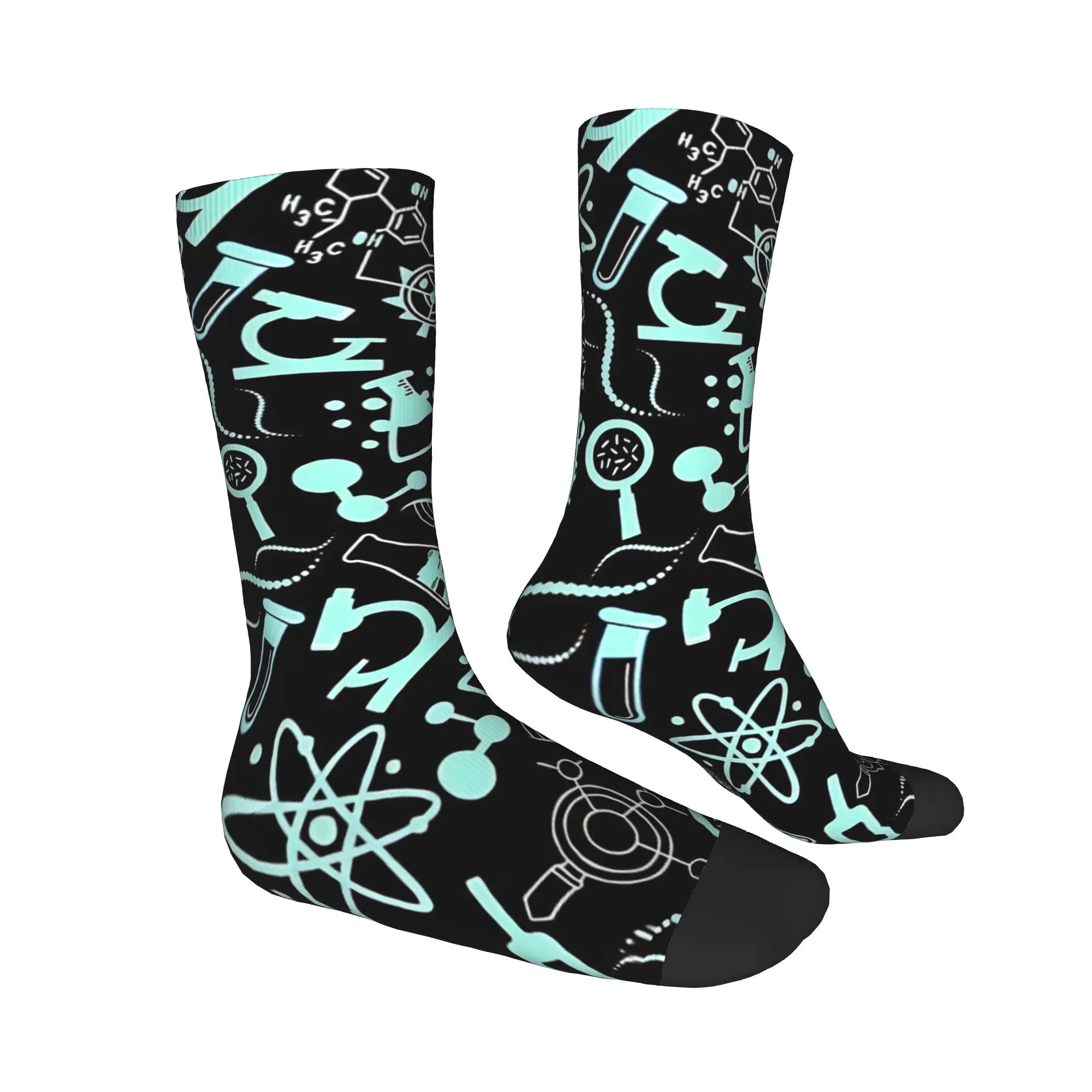 Men Socks Biochemistry Science Lab Molecular Hot Light Blue  Stockings Autumn Korean Warm Soft Socks Pattern  Anti Slip Socks