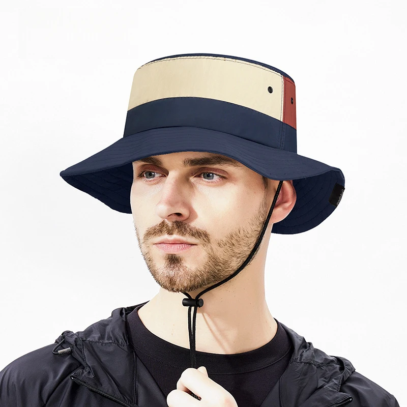 Unisex Color Block Bucket Hat - Quick Dry Lightweight Sun Hat for Large Head, UPF50+ Foldable Fishing Cap for Hiking Camping