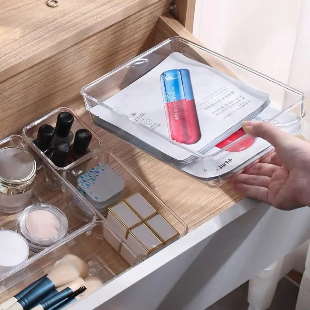 جديد S/M/L/XL/XXL صندوق تخزين مكتبي درج شفاف التخزين المنظم مستطيلة أشتات فرز مستحضرات التجميل المنظم صناديق
