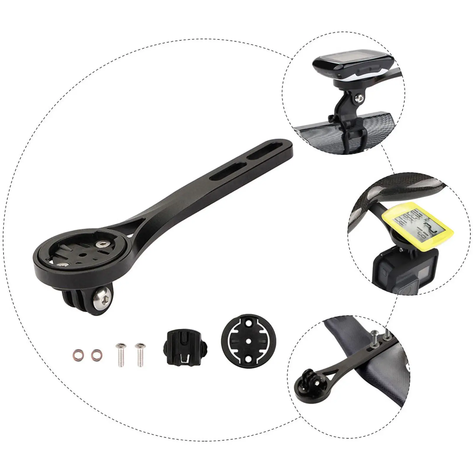 

Комплект креплений для велокомпьютера: кронштейн из алюминиевого сплава, основание для секундомера, крепление на руль, держатель для спидометра, прочный, легкий, черный