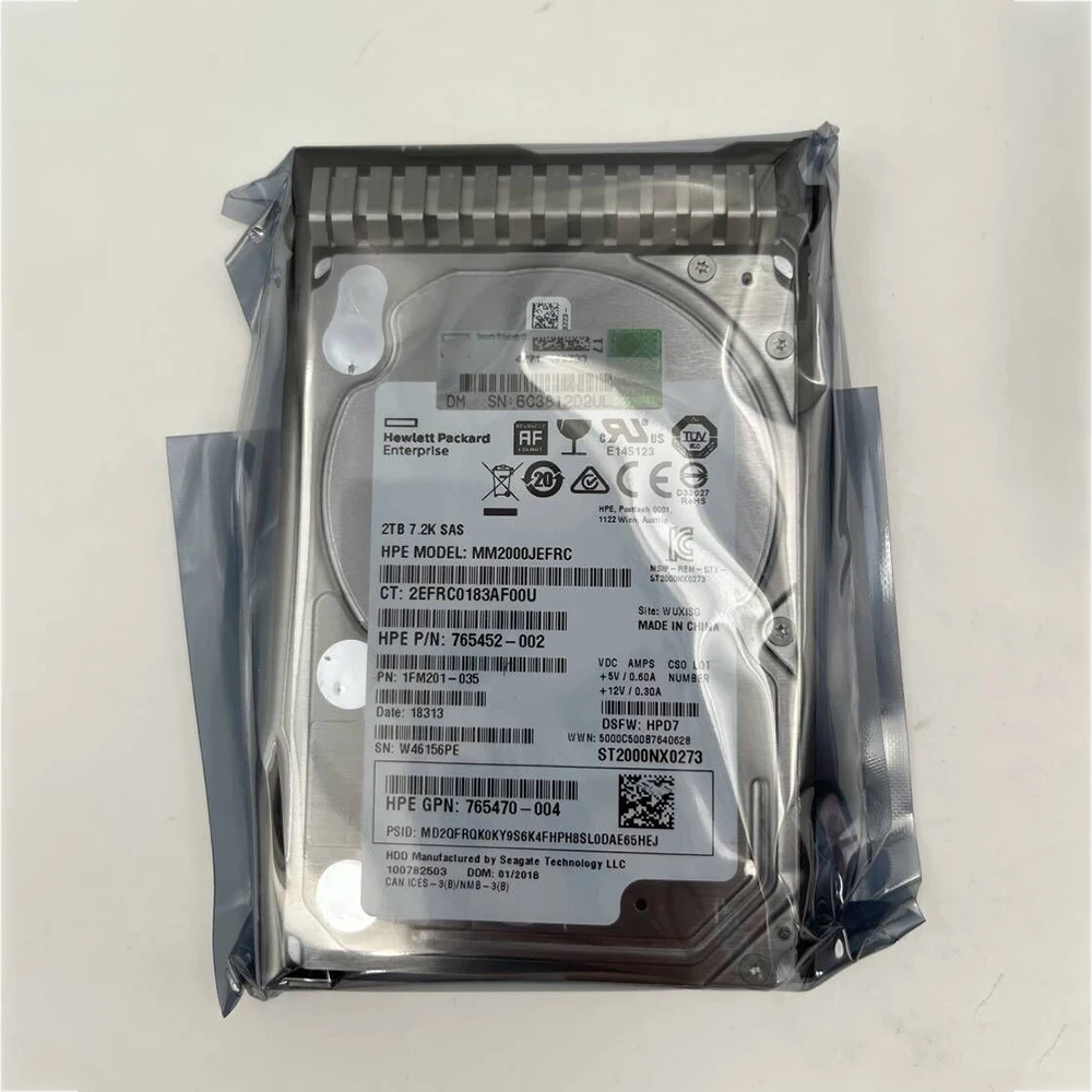 1PCS HDD 2TB SAS 7.2K 12GB/s 2.5" For HPE MM2000JEFRC 765452-002 765470-004