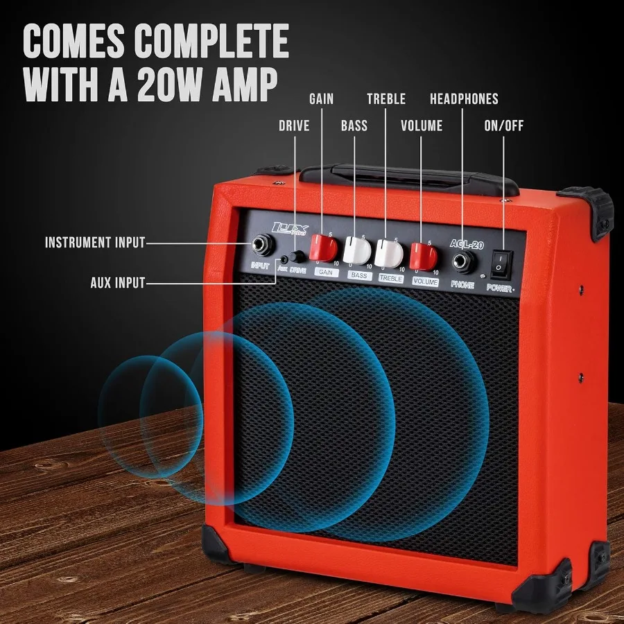 جيتار ومجموعة كهربائي مقاس 36 بوصة مع 3/4 مقاس جيتار للمبتدئين أمبير بستة أوتار من اختيارين حزام الكتف مشبك رقمي على التون #6