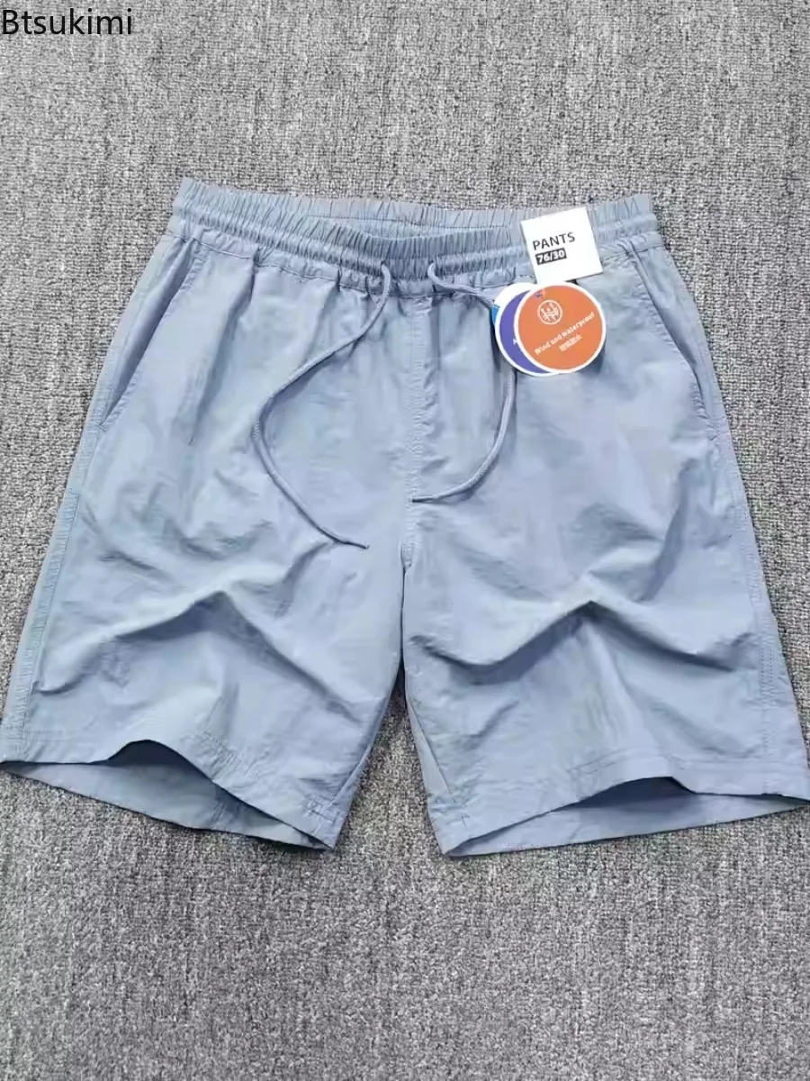 Summer Men Casual Short Lightweight Breathable Waterproof Pants Outdoor Sports Elastic Waist Shorts Fashionable Casual Trousers
