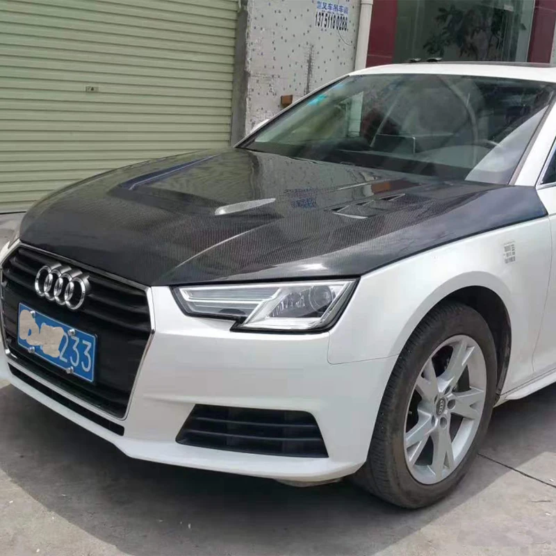 A4 B9 غطاء محرك السيارة عالي الجودة من ألياف الكربون لأودي A4 B9 2016-2020 #4