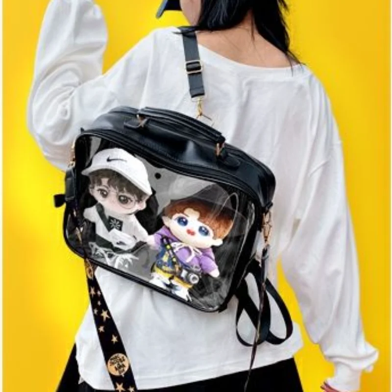 

Large Capacity JK Uniform Ita Bag Japanese Candy Color Transparent Backpacks Teenage Girls Bandage Lolita Shoulder Handbags