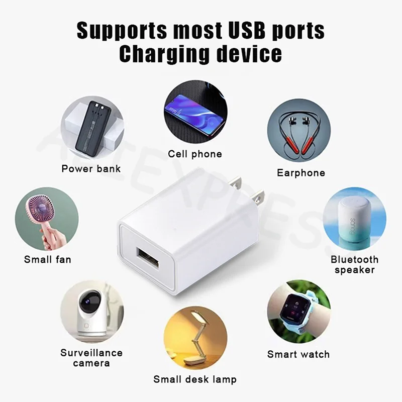 US Adapter 5V 2A Fast Charging UL Plug One USB Port Phone Charging Wall Charger Travel In USA Japan Thailand Canada Colombia