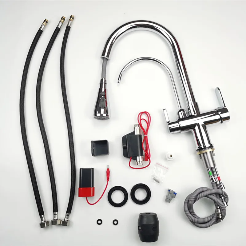 Handfree Touch on Filter Kitchen Faucets with Pull Down Hot Cold Kitchen Sink Mixer Tap Chrome Gold Sensor Touch Kitchen Faucet