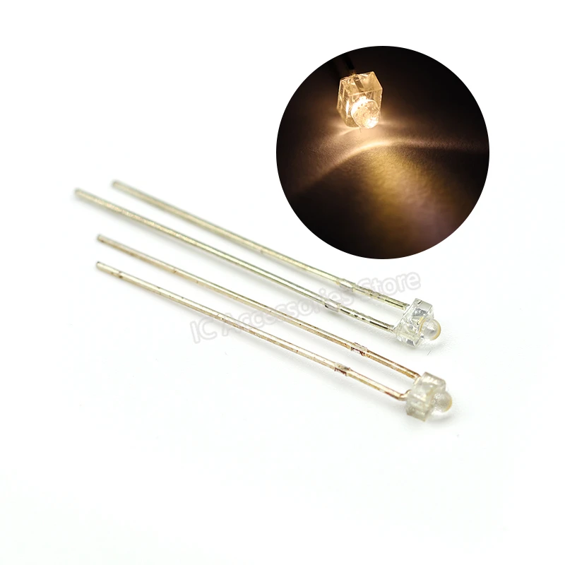 100pcs 1.8MM warm white light warm yellow LED light-emitting diode lamp beads bright spotlight pacifier type