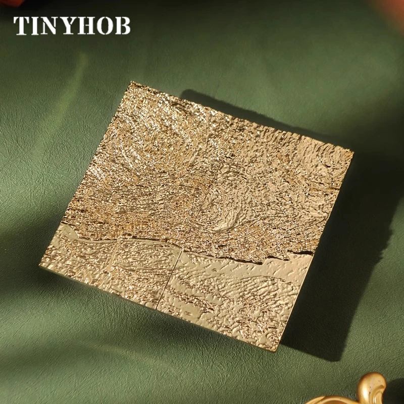 Starry Sky Flash / Solid Brass Gold Rectangular Relief Design Cabinet Handle and Knob Drawer Pulls Bedroom Wardrobe Hardware